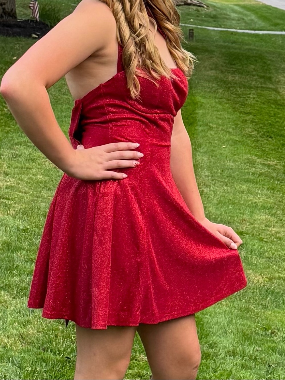 Windsor Red Sparkle Fit-and-Flare Dress
